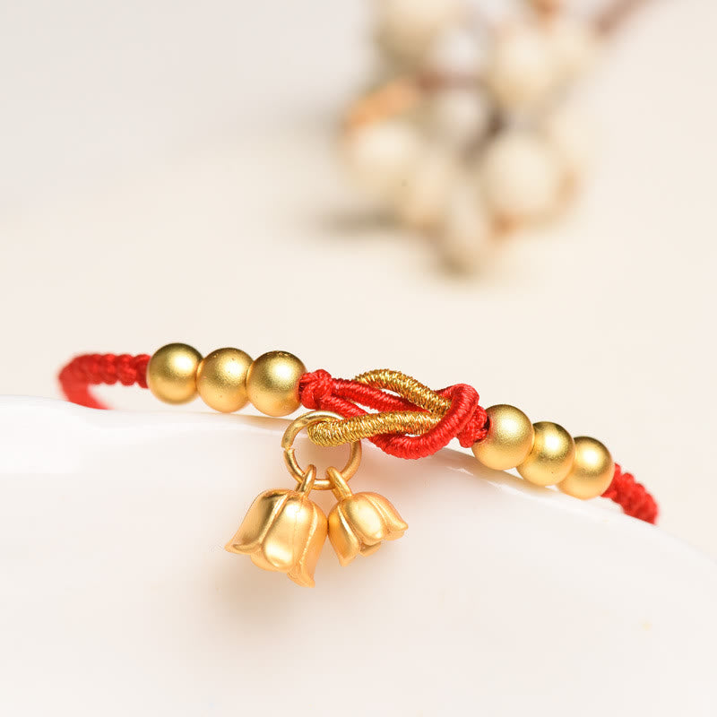 Wear FengShui Handcrafted Lily Of The Valley Flower Charm Design Luck Protection Braided Bracelet