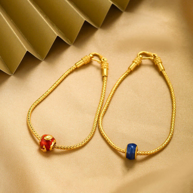 Wear FengShui Tibetan 18K Gold Om Mani Padme Hum Lucky Koi Fish Fu Character Ingot Copper Coin Peace Bracelet
