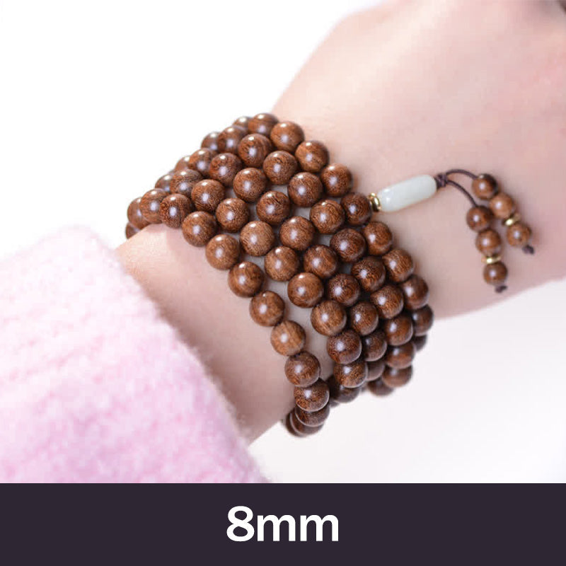 Wear FengShui 108 Mala Beads Rosewood Jade Calm Bracelet