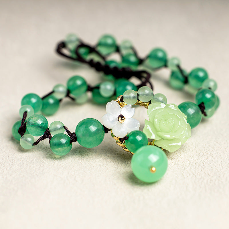 Wear FengShui Financial Success Jade Braided Weave Prosperity Abundance Anklet