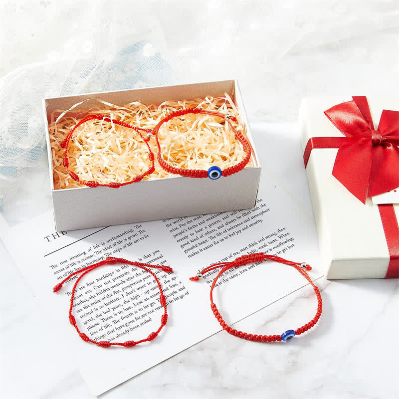 Wear FengShui 4Pcs Evil Eye Seven Knot Red String Protection Bracelet