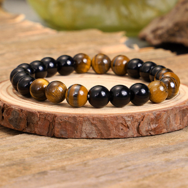 Wear FengShui Tibetan Black Onyx Tiger Eye Protection Necklace Mala Set