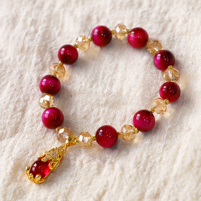 Wear FengShui Red Tiger Eye PiXiu Fox Protection Self Confidence Bracelet
