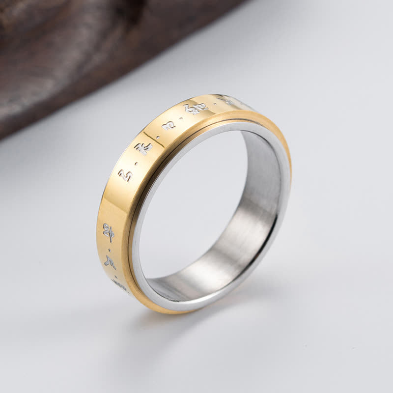 Wear FengShui Mantra Titanium Steel Balance Rotatable Ring