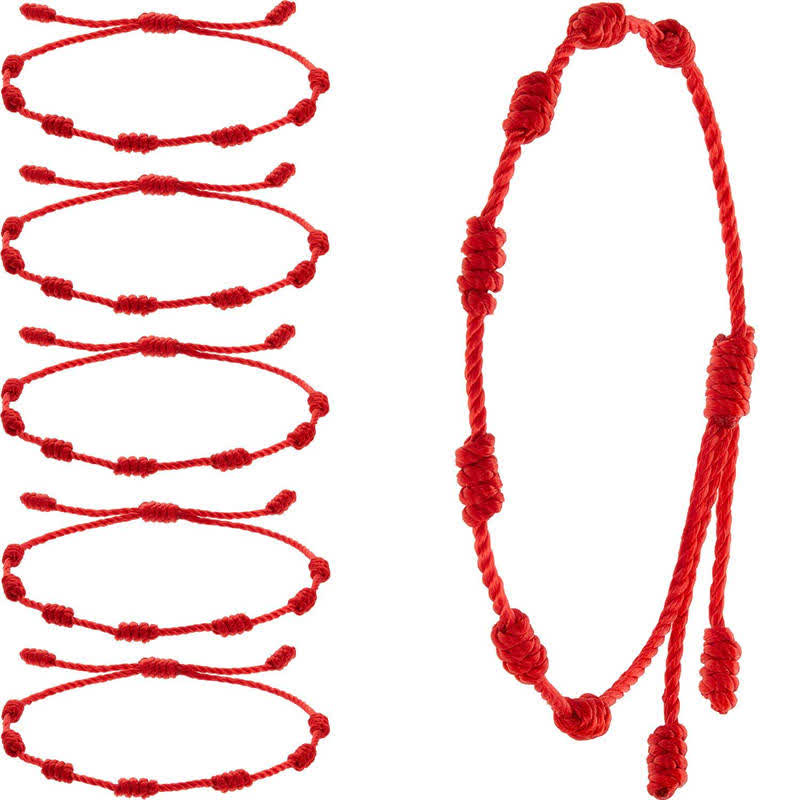 Wear FengShui 4Pcs Evil Eye Seven Knot Red String Protection Bracelet