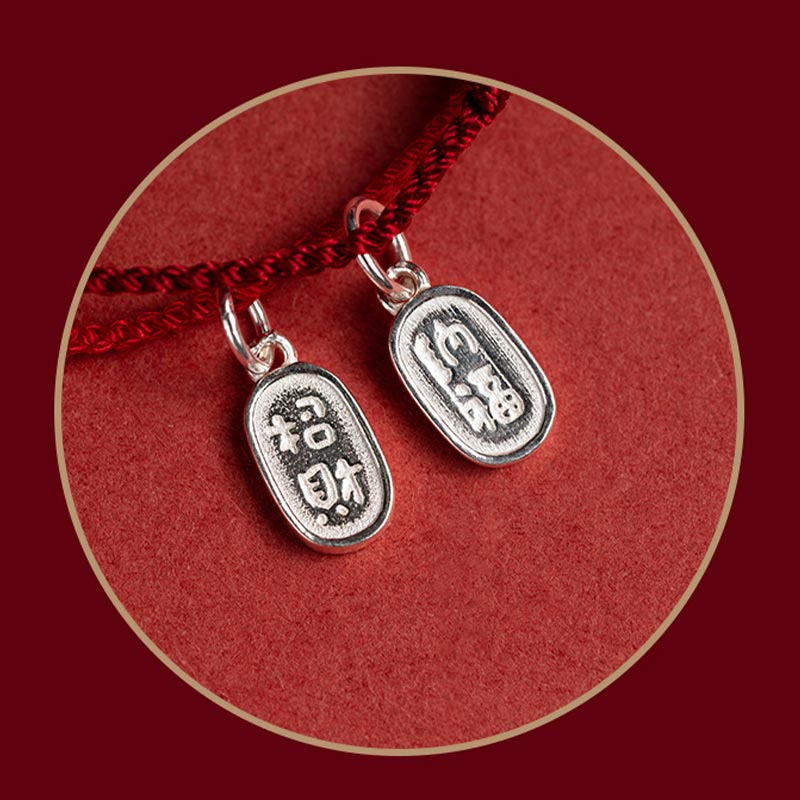 Wear FengShui 925 Sterling Silver Lucky Fortune Peace Joy Lotus Peace Buckle Red String Bracelet