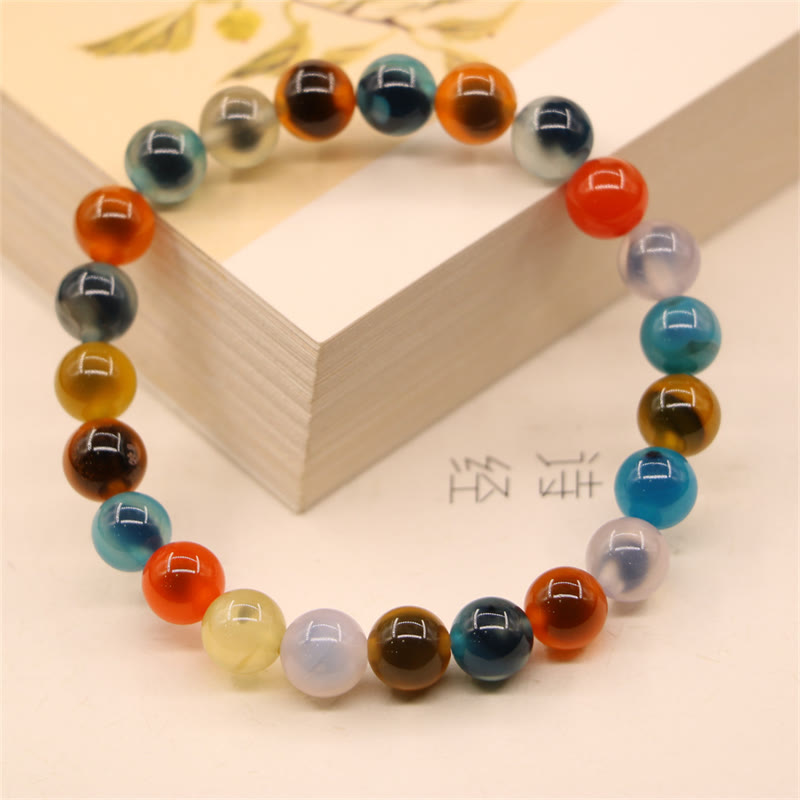 Wear FengShui Colorful Candy Agate Healing Strength Bead Bracelet