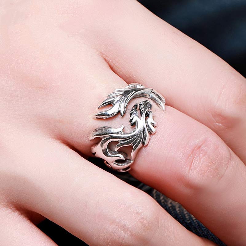 Wear FengShui Dragon Pattern Protection Strength Adjustable Ring