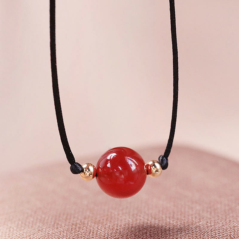 Wear FengShui Natural Red Agate Chalcedony Self-acceptance Confidence String Bead Bracelet Necklace Pendant