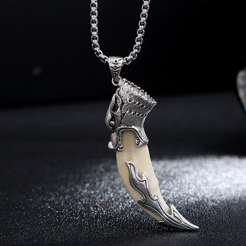Wear FengShui Imitation Wolf Tooth Titanium Steel Balance Necklace Pendant
