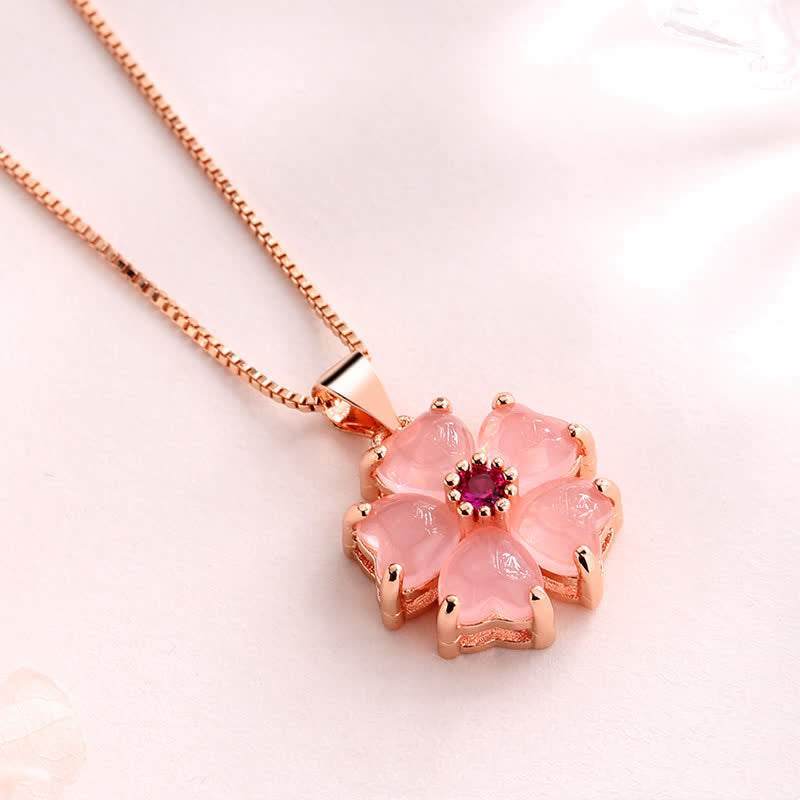 Wear FengShui Pink Crystal Love Heart Flower Soothing Necklace Pendant