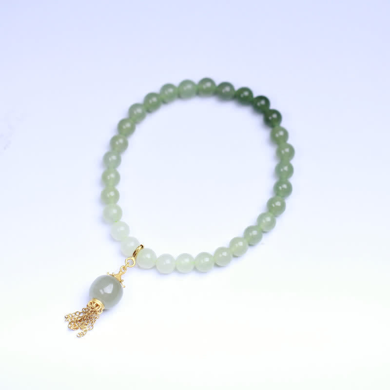 Wear FengShui 925 Sterling Silver Hetian Jade Beaded Wealth Charm Bracelet