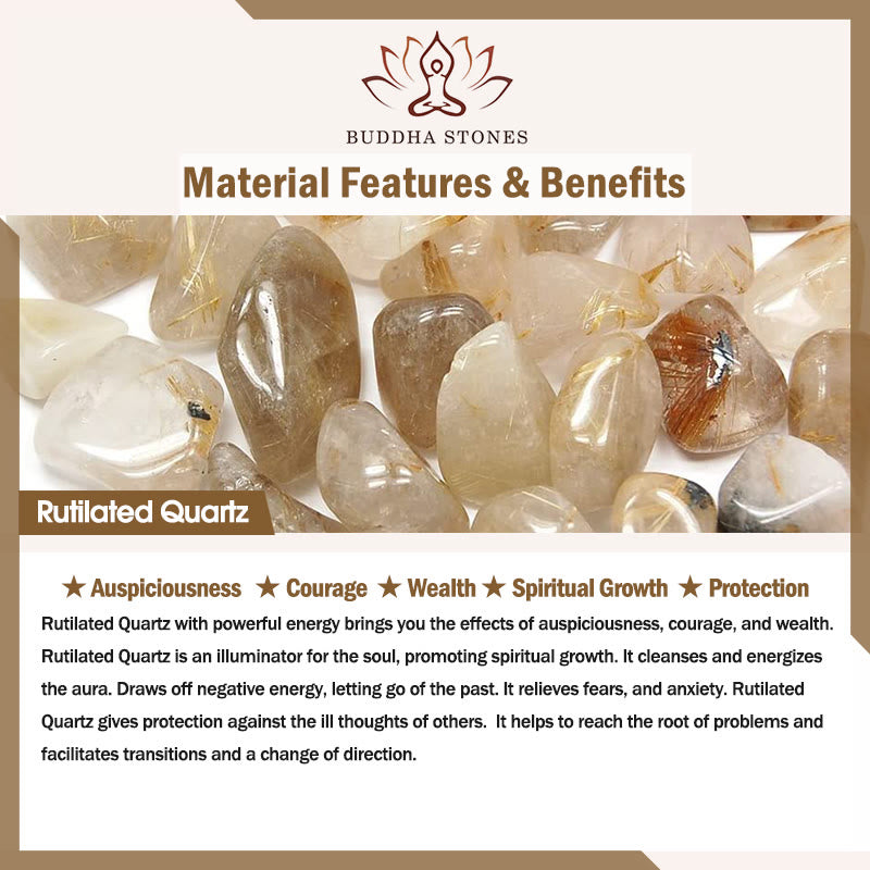 Wear FengShui Natural Rutilated Quartz Strawberry Quartz PiXiu Wealth Bracelet