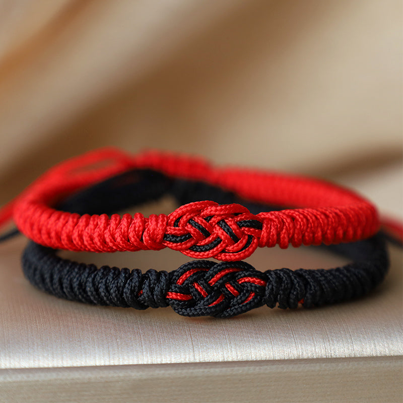 Wear FengShui 2Pcs Tibetan Luck Chinese Knot Protection String Bracelet