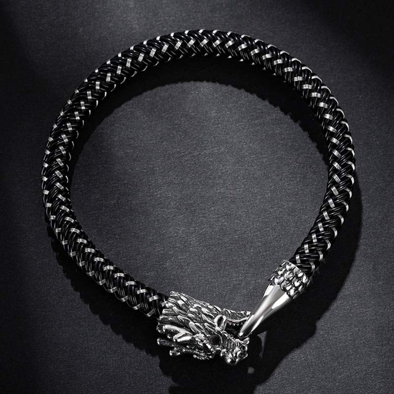 Wear FengShui Dragon Titanium Steel Protection Luck Bracelet