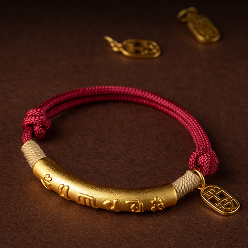 Wear FengShui 999 Sterling Silver Tibet Handmade Om Mani Padme Hum Fu Character TopRank Character Luck Braided Bracelet
