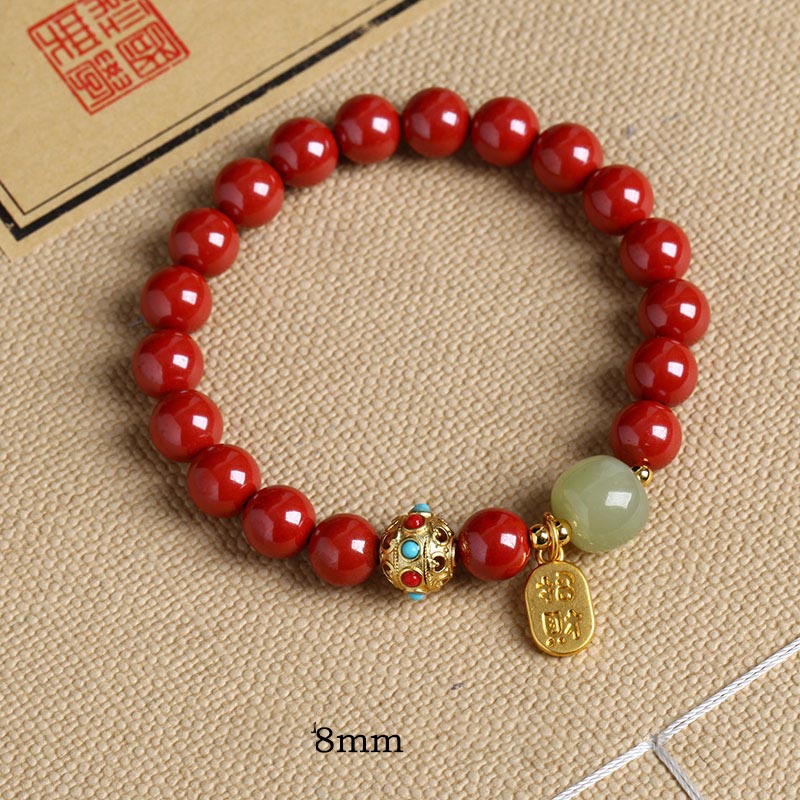 Wear FengShui Cinnabar Green Aventurine Fortune Protection Charm Bracelet
