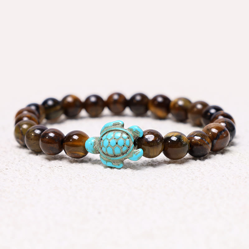 Wear FengShui Natural Stone Sea Turtle Turquoise Blessing Bracelet