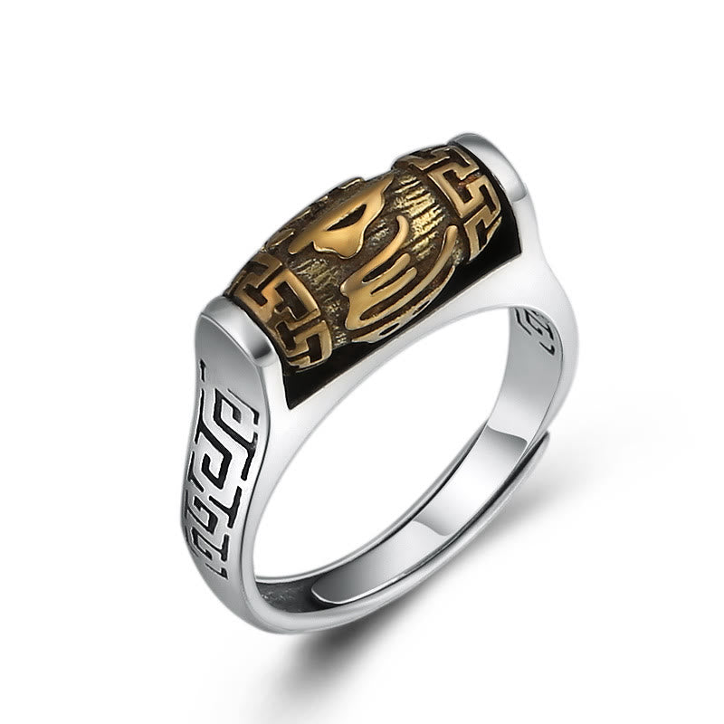 Wear FengShui Tibet Om Mani Padme Hum Carved Design Purity Rotatable Ring