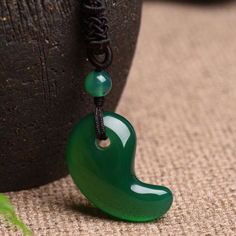Wear FengShui Red Agate Green Agate Moon Pattern Confidence Calm Necklace