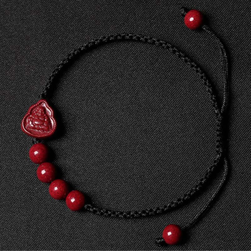 Wear FengShui Laughing Buddha Avalokitesvara Cinnabar Blessing String Bracelet