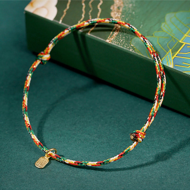 Wear FengShui Auspicious Fu Character Peace And Joy Luck Handmade Multicolored Child Adult Bracelet