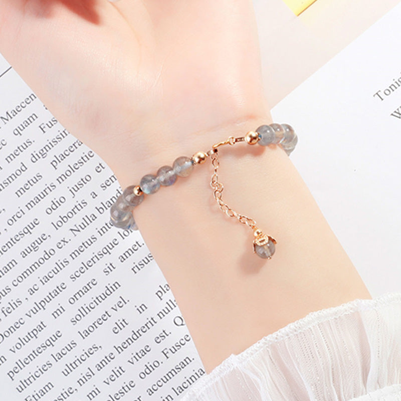 Wear FengShui Moonstone Strawberry Quartz PiXiu Healing Bracelet