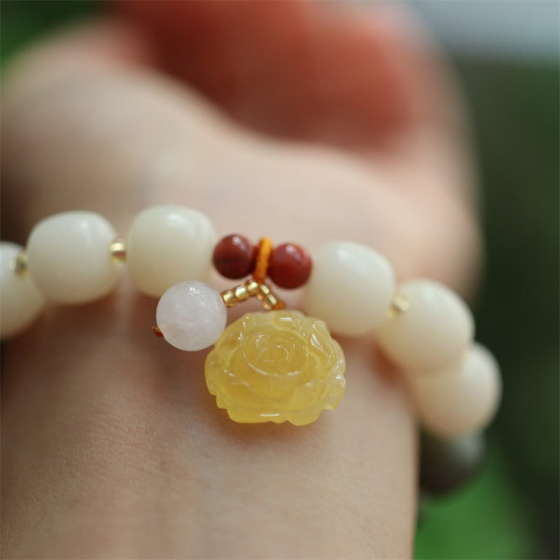 Wear FengShui Gradient Bodhi Seed Amber Lotus Peace Bracelet