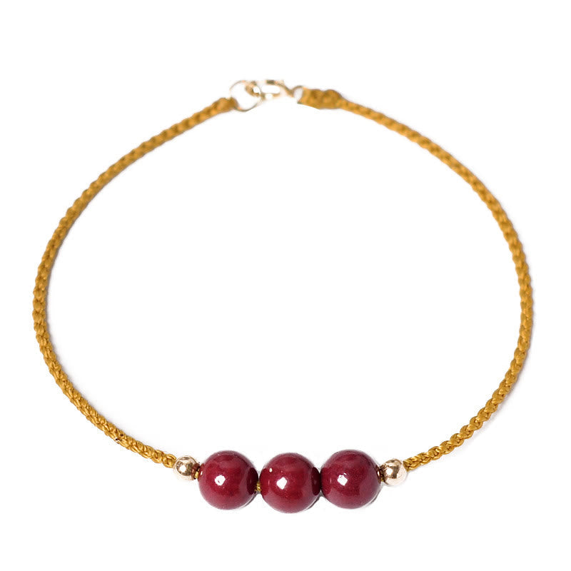 Wear FengShui 14K Gold Plated Natural Cinnabar Blessing String Braided Bracelet