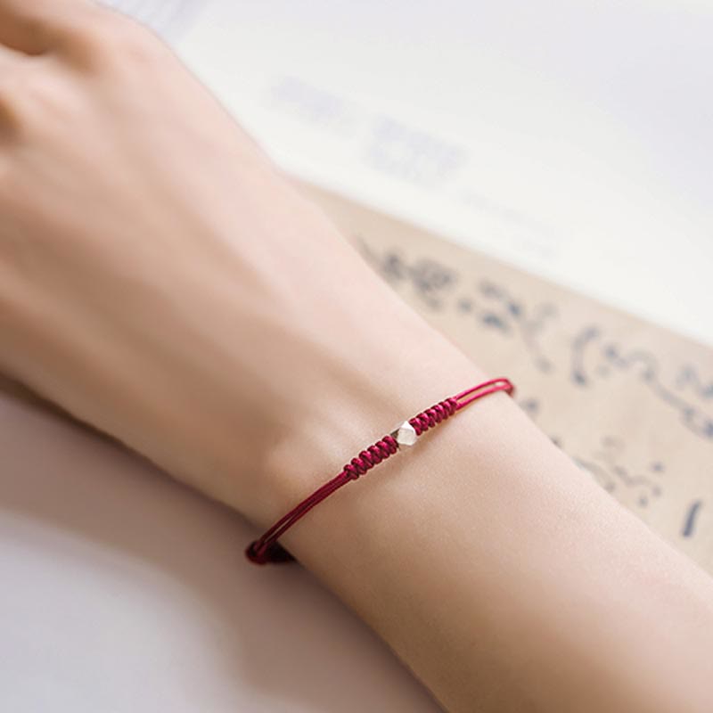 Wear FengShui 925 Sterling Silver Luck Bead Protection Red String Braided Bracelet