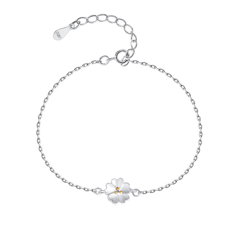 Wear FengShui 925 Sterling Silver Cherry Blossom Blessing Chain Bracelet