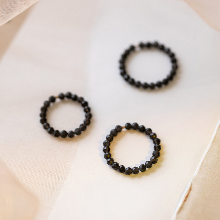 Buddha3bodhi Ultra-fine 3mm Black Obsidian Ring