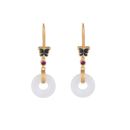 Wear FengShui FengShui White Jade Butterfly Fortune Earrings