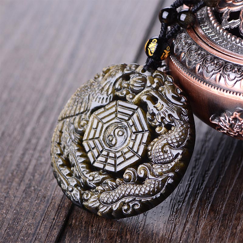 Wear FengShui Golden Obsidian Healing Energy Necklace Pendant