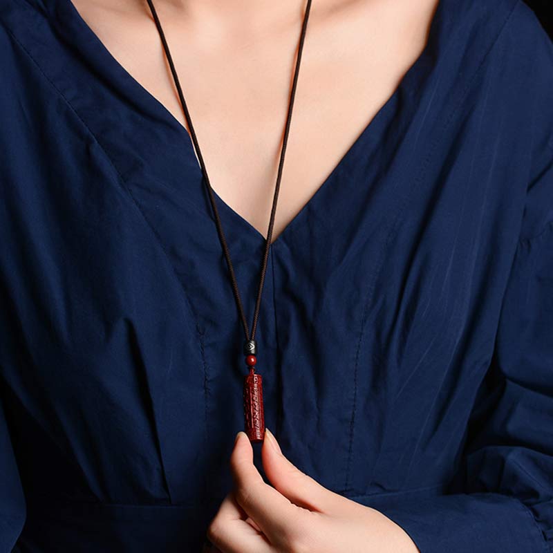 Wear FengShui Tibetan Cinnabar Mantra Concentration String Necklace