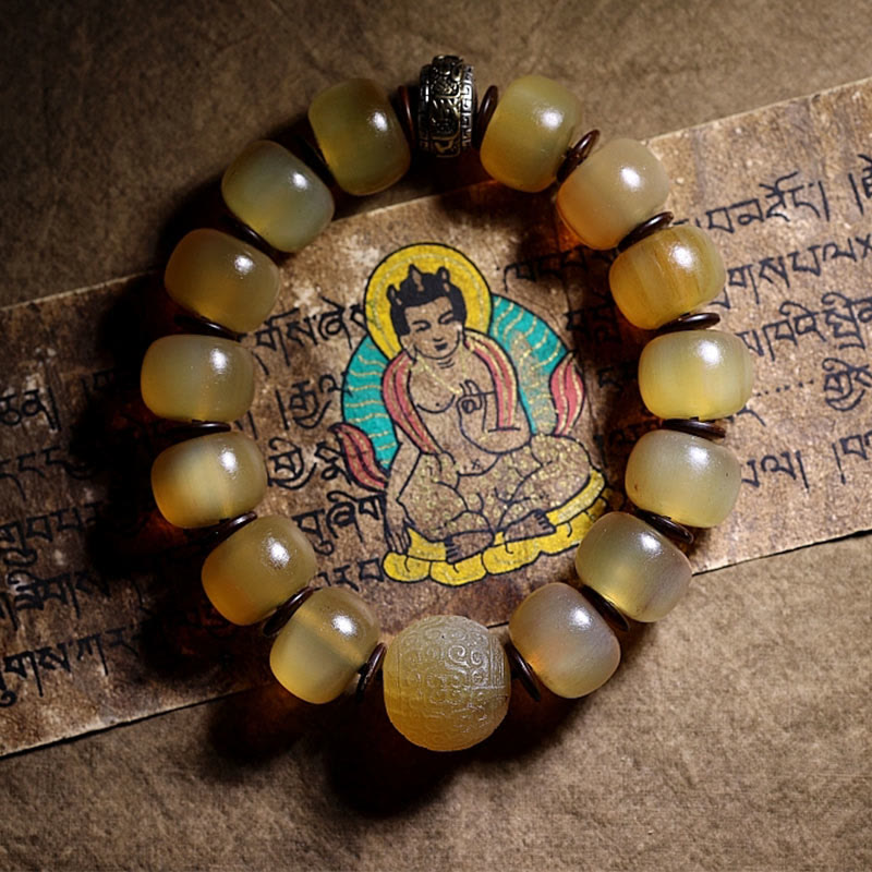 Wear FengShui Handmade Tibetan Sheep Horn Om Mani Padme Hum Auspiciousness Bracelet