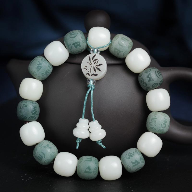 Wear FengShui White Bodhi Six True Words Protection Bracelet