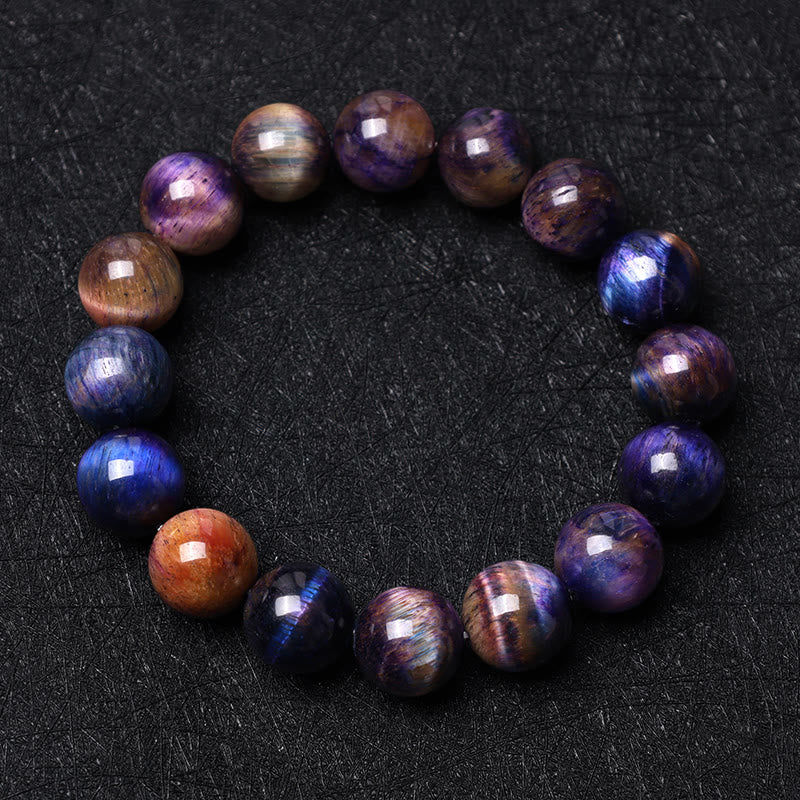 Wear FengShui Natural Purple Tiger Eye Protection Strength Bracelet