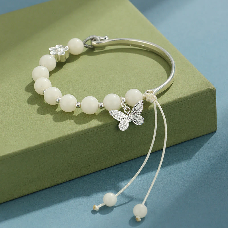 Wear FengShui Bodhi Seed Butterfly Lotus Luck Wealth Bracelet Bangle