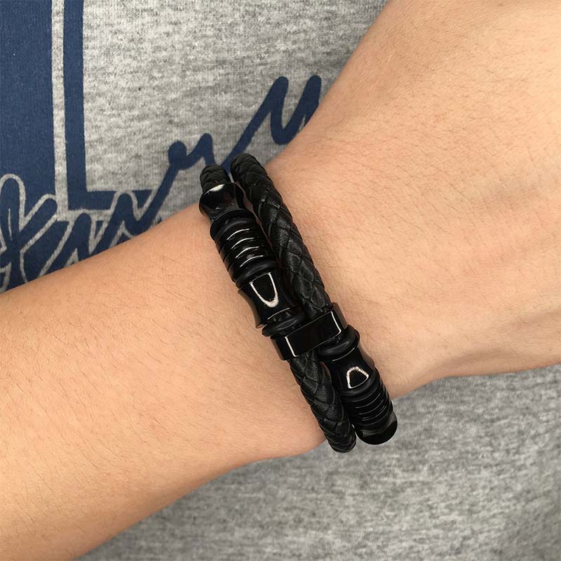 Wear FengShui Layered Leather Weave Fortune Bracelet
