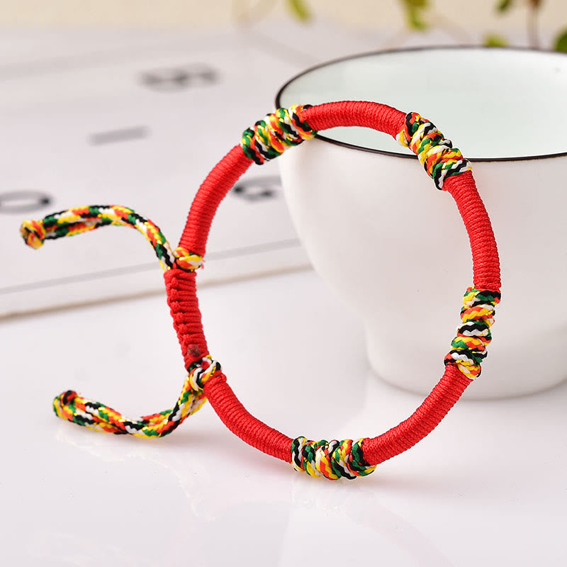 Wear FengShui Tibetan Handmade Colorful King Kong Knot Lucky Protection Braid String Bracelet