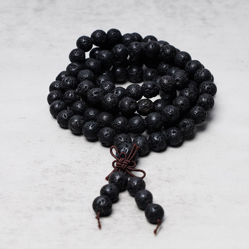 Wear FengShui 108 Natural Lava Rock Beads Prayer Mala Bracelet Necklace