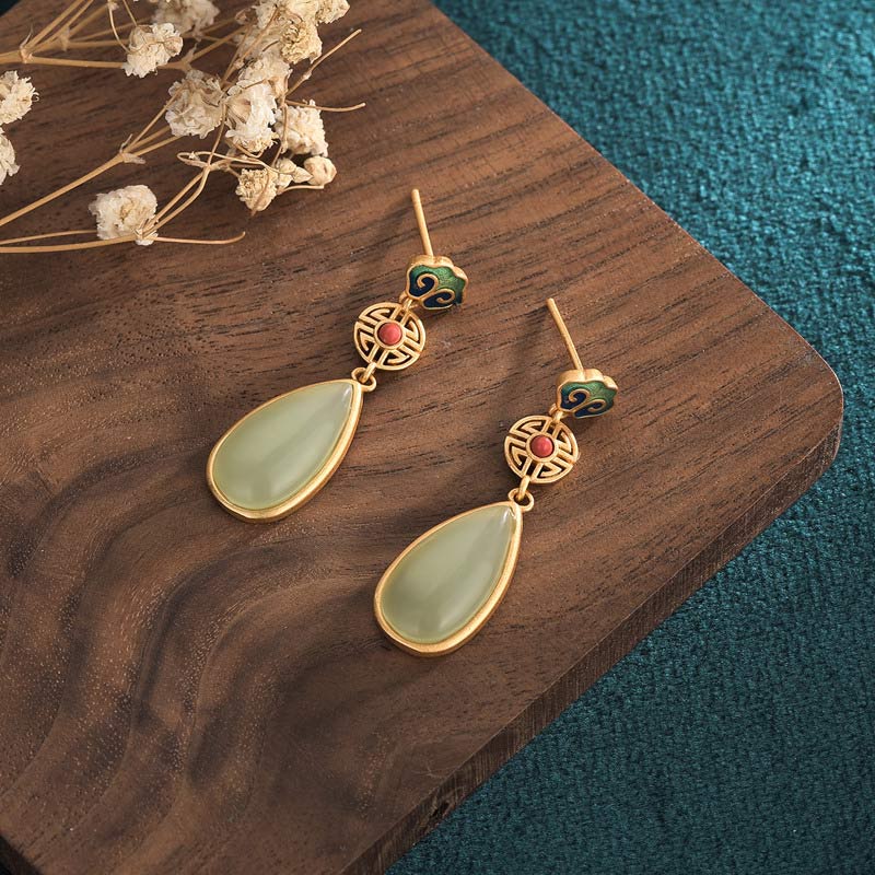 Wear FengShui FengShui Jade Double Happiness Fortune Earrings