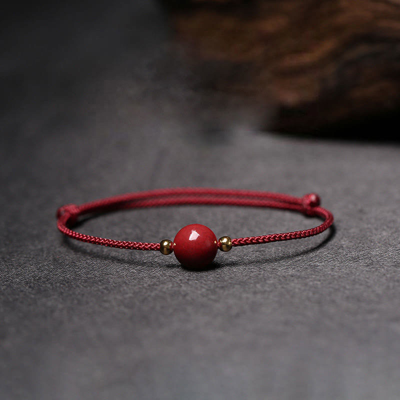 Wear FengShui Natural Lucky Cinnabar Bead Blessing String Bracelet Anklet