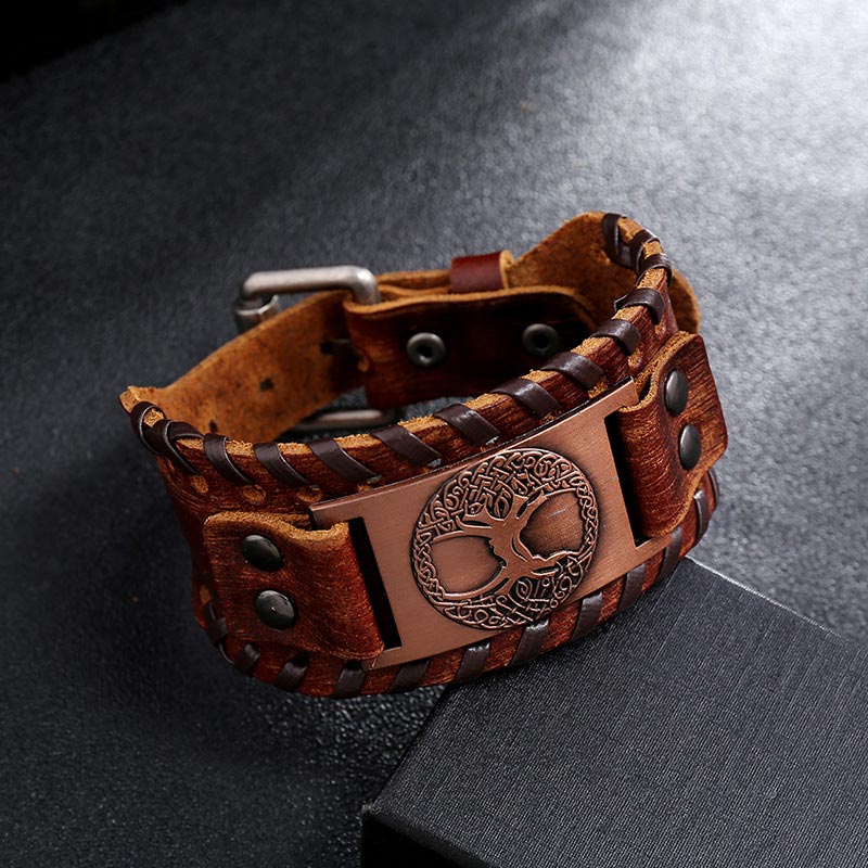 Wear FengShui Lucky Tree Of Life Balance Leather Bracelet