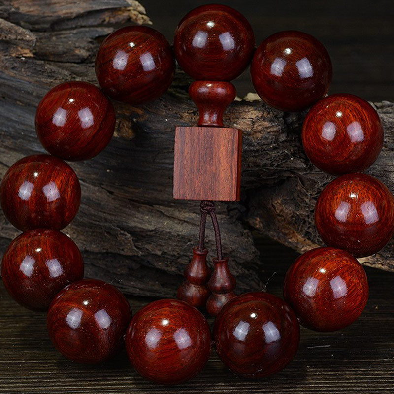 Wear FengShui Tibetan Small Leaf Red Sandalwood Relaxation Bracelet