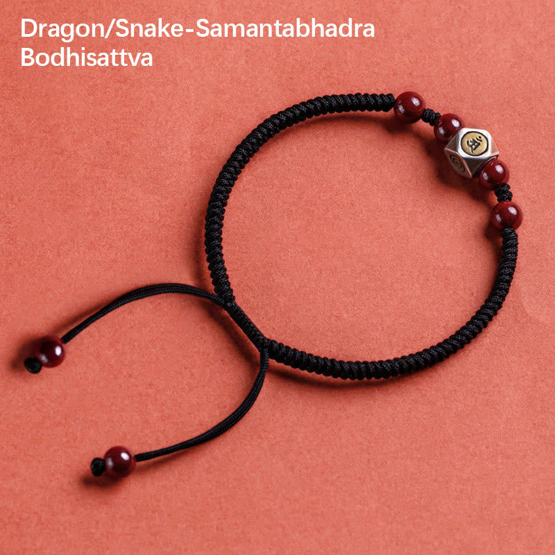 Wear FengShui 925 Sterling Silver Chinese Zodiac Natal Buddha Cinnabar Calm Bracelet