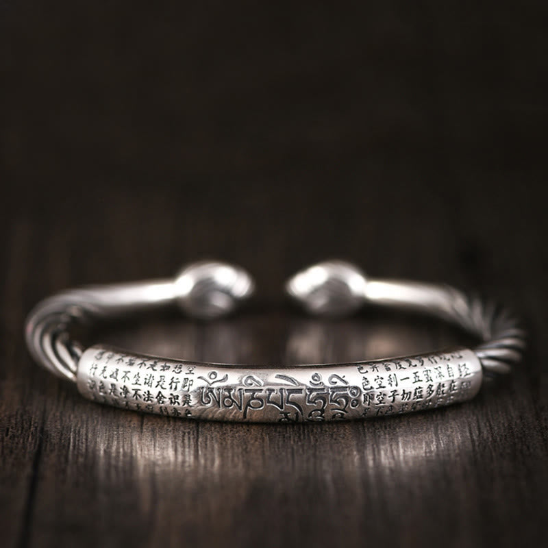 Wear FengShui Tibetan Om Mani Padme Hum Heart Sutra Purity Cuff Bracelet