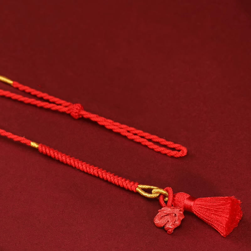 Wear FengShui Natural Cinnabar Dragon Blessing Red String Belly Chain