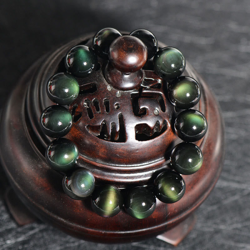 Wear FengShui Natural Green Eye Obsidian Wealth Bracelet